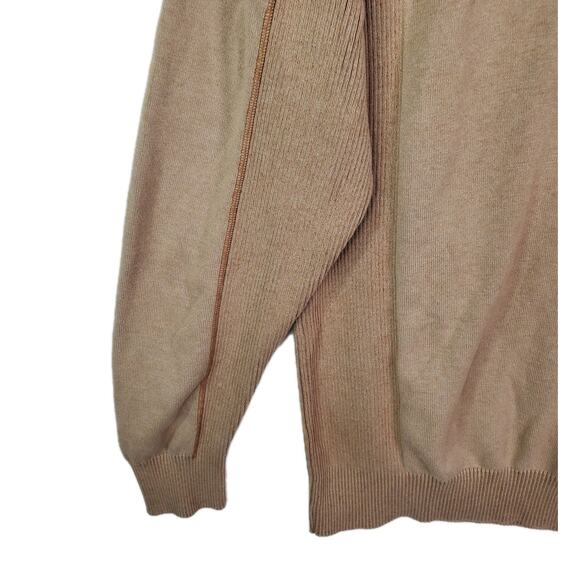1897 Men’s Quarter Zip Sz XXL Tan Pullover Knit Sweater Long Sleeve Ribbed Top - Picture 3 of 8